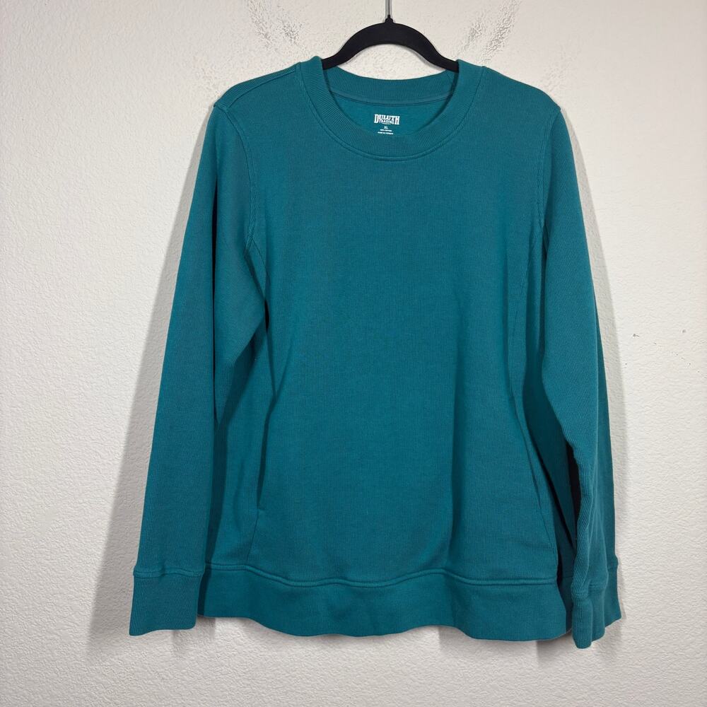 Duluth Trading Co Mens XL AKHG After Sweat Crew Neck Sweatshirt Green Cotton